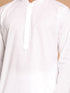 Vastramay Men's White Kurta And Pant style Cotton Pajama Set With Prayer Cap