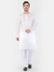 Vastramay Men's White Cotton Addhi Kurta Pyjama Set