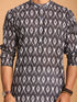 Vastramay Men's Black Ikkat Print Cotton Kurta With Pant set