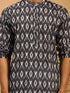 Vastramay Men's Black Ikkat Print Cotton Kurta With Pant set