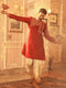 Vastramay Men's Maroon Silk Blend Kurta