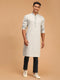 Vastramay Men's Grey Cotton Blend Kurta