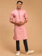 Vastramay Men's Pink Cotton Blend Kurta