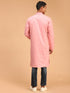 Vastramay Men's Pink Cotton Blend Kurta