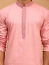 Vastramay Men's Pink Cotton Blend Kurta