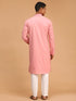Vastramay Men's Pink Kurta and Pant Style Cotton Pyjama Set