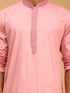 Vastramay Men's Pink Kurta and Pant Style Cotton Pyjama Set