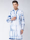 Vastramay Men's Blue And White Pure Cotton Kurta