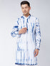 Vastramay Men's Blue And White Pure Cotton Kurta