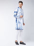 Vastramay Men's Blue And White Cotton Kurta Pyjama Set