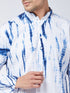 Vastramay Men's Blue And White Cotton Kurta Pyjama Set