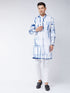 Vastramay Men's Blue And White Cotton Tie Dye Kurta And Solid Pant Style Cotton Pyjama Set