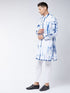 Vastramay Men's Blue And White Cotton Tie Dye Kurta And Solid Pant Style Cotton Pyjama Set