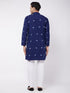 Vastramay Men's Blue And White Cotton Kurta Pyjama Set