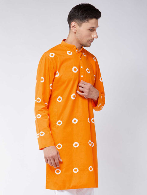 Vastramay Men's Orange Pure Cotton Kurta