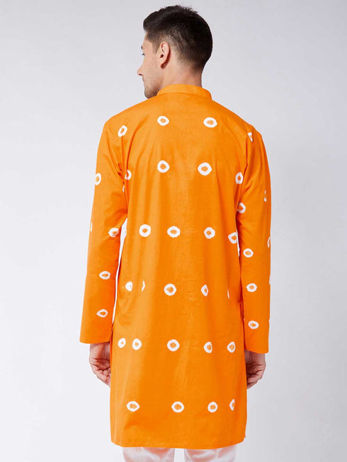 Vastramay Men's Orange Pure Cotton Kurta