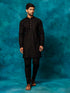 Vastramay Men's Black Cotton Blend Kurta Pyjama Set