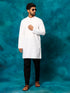 Vastramay Men's White Cotton Blend Kurta Pyjama Set