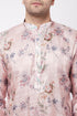 VASTRAMAY Pink Floral printed Silk Blend Kurta Pyjama baap Beta Set
