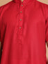 Vastramay Men's Maroon Solid Kurta with White Pant style Cotton Pyjama Set