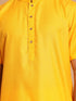 Vastramay Men's Mustard Solid Kurta with White Pant style Cotton Pyjama Set