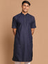 Vastramay Men's Navy Blue Solid Kurta