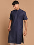 Vastramay Men's Navy Blue Solid Kurta