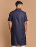 Vastramay Men's Navy Blue Solid Kurta