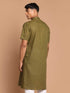 Vastramay Men's Olive Green Solid Kurta