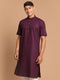 Vastramay Men's Purple Solid Kurta