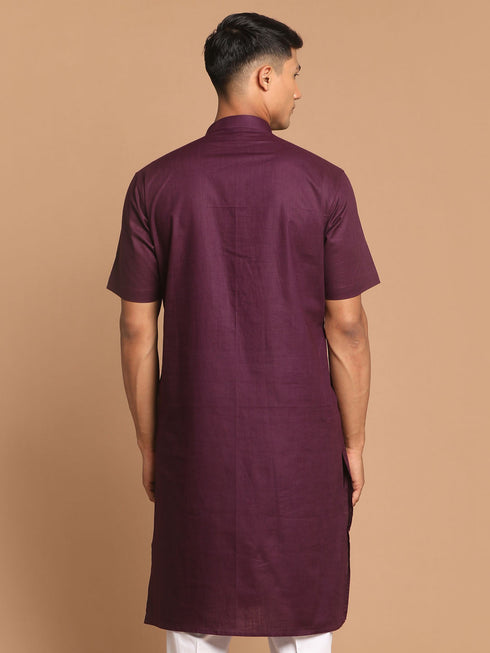 Vastramay Men's Purple Solid Kurta