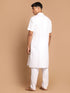 Vastramay Men's White Solid Kurta Pant style Cotton Pyjama Set