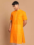 Vastramay Men's Orange Striped Kurta