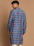 Vastramay Men's Blue Printed Kurta