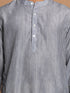 Vastramay Men's Grey Striped Kurta with Cream Pyjamas Set