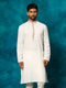 Vastramay Men's Cream Cotton Blend Ethnic Kurta