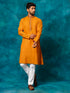 Vastramay Men's Rust Cotton Blend Ethnic Kurta