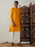 Vastramay Men's Yellow And Cream Solid Kurta With Pant Style Cotton Pyjama Set