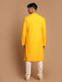 Vastramay Men's Yellow And Cream Solid Kurta With Pyjama Set