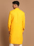 Vastramay Men's Yellow Cotton Blend Kurta