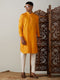 Vastramay Men's Yellow And Cream Solid Kurta With Viscose Pant Style Viscose Pyjama Set