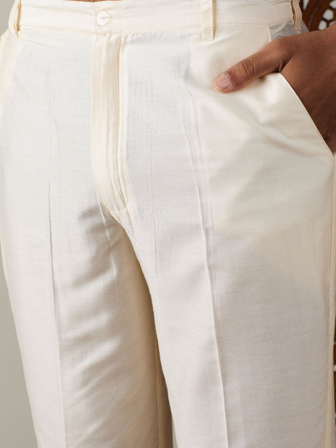 Vastramay Men's Yellow And Cream Solid Kurta With Viscose Pant Style Viscose Pyjama Set
