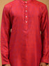 Vastramay Men's Red Paisley Brocade Silk Kurta And White Solid Pant Set