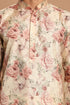 VASTRAMAY Brown Floral printed Silk Blend Kurta Pyjama baap Beta Set