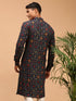Vastramay Men's Blue Printed Rayon Kurta