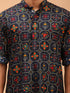 Vastramay Men's Blue Printed Rayon Kurta