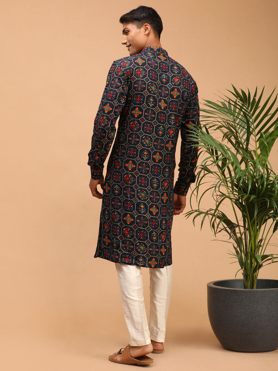VASTRAMAY Kurta van katoenmix voor heren (X), Blauw, S