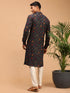 Vastramay Men's Blue Printed Rayon Kurta With Pant Set