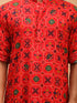 Vastramay Men's Red Printed Rayon Kurta
