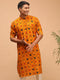 Vastramay Men's Yellow Printed Rayon Kurta